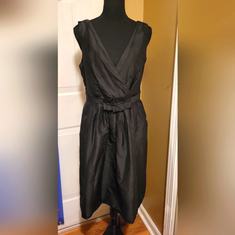White House Black Market Black Midi Silk Semi-Formal Dress, Size 8